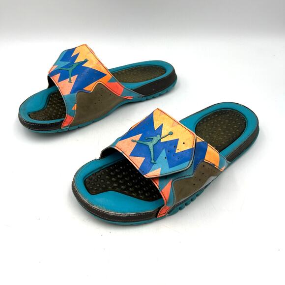 Air Jordan Hydro 7 Retro Slide Sandals Dark Grey Blue Turquoise - Picture 8 of 8